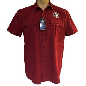NEW Florida State Seminoles FSU Colosseum Gray Collared Button Shirt Men's L
